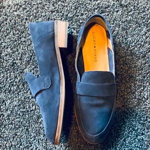 Lucky Brand Leather Chennie Loafers 8.5 Blue Suede